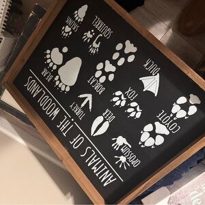 Woodland Animal Footprint Chalkboard Sign